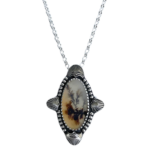 Dendritic Agate Sterling Silver Necklace - front.