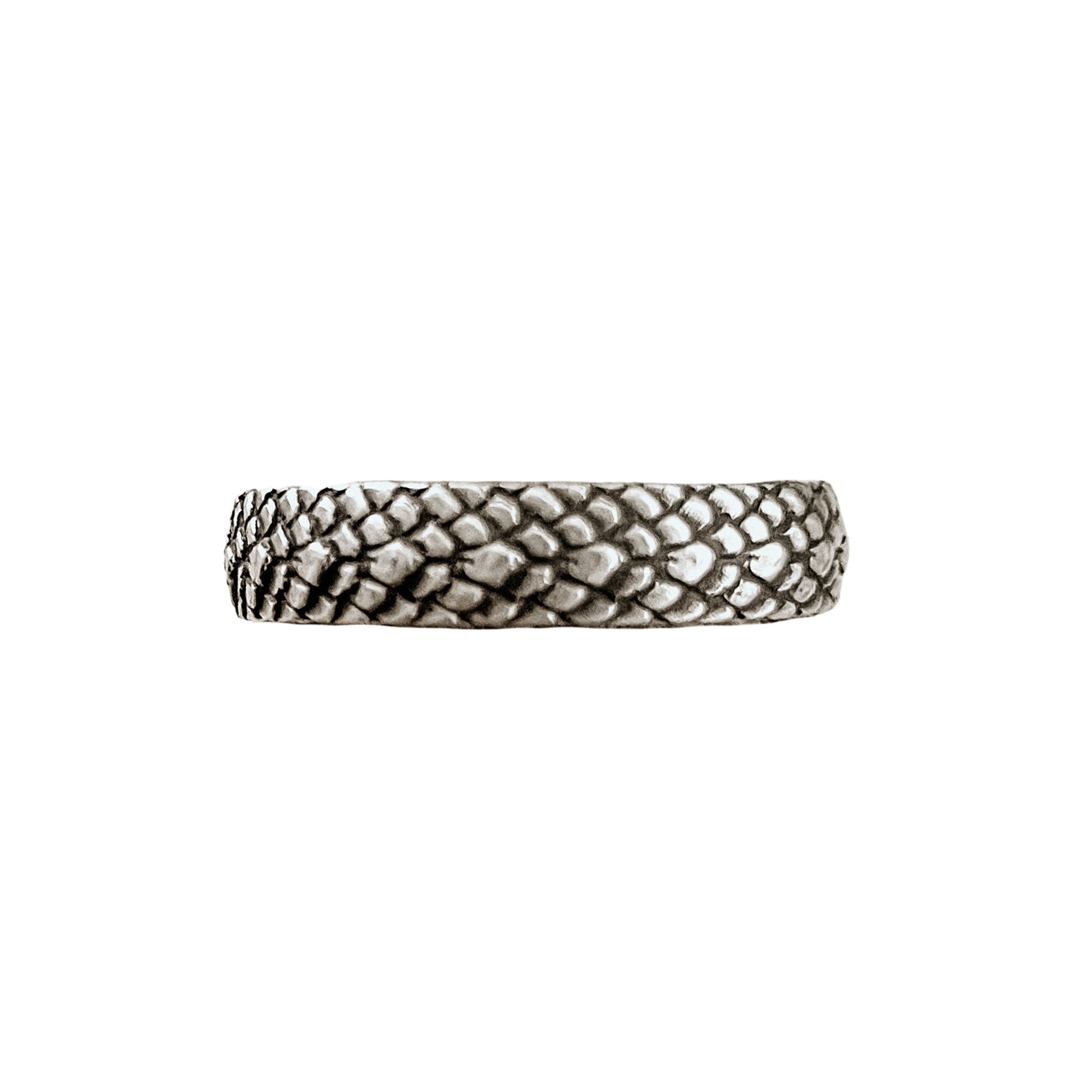 Snakeskin Sterling Silver Stacking Ring shown in antiqued finish.