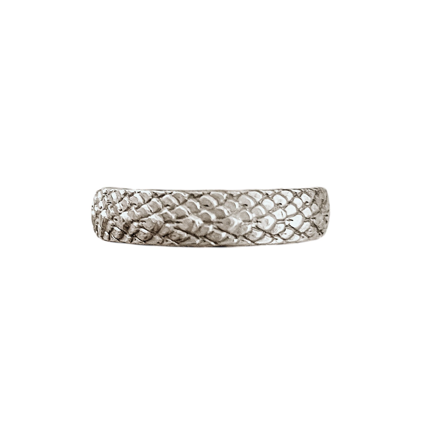 Snakeskin Sterling Silver Stacking Ring shown in bright finish.