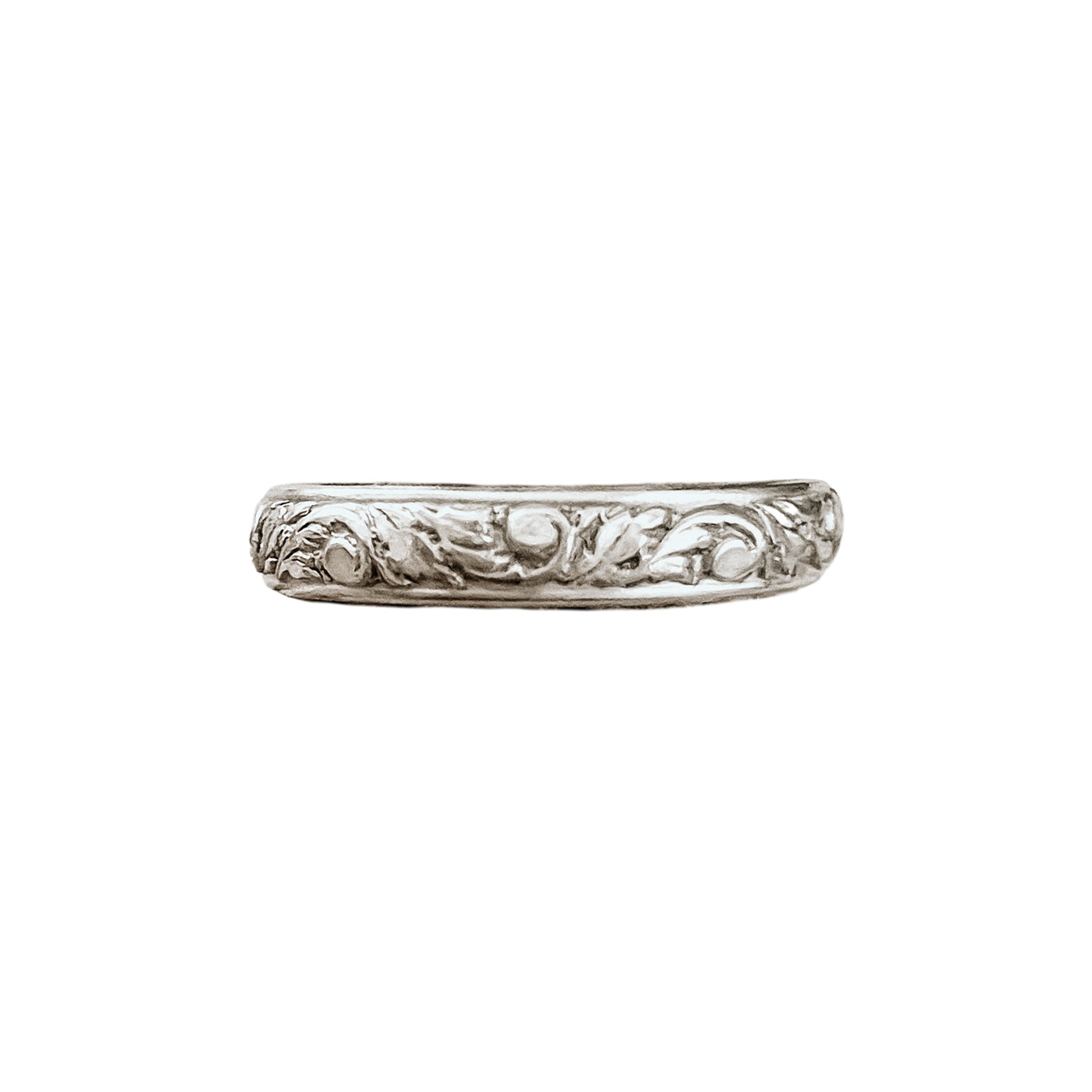 Western Floral Sterling Silver Stacking Ring shown in bright finish.