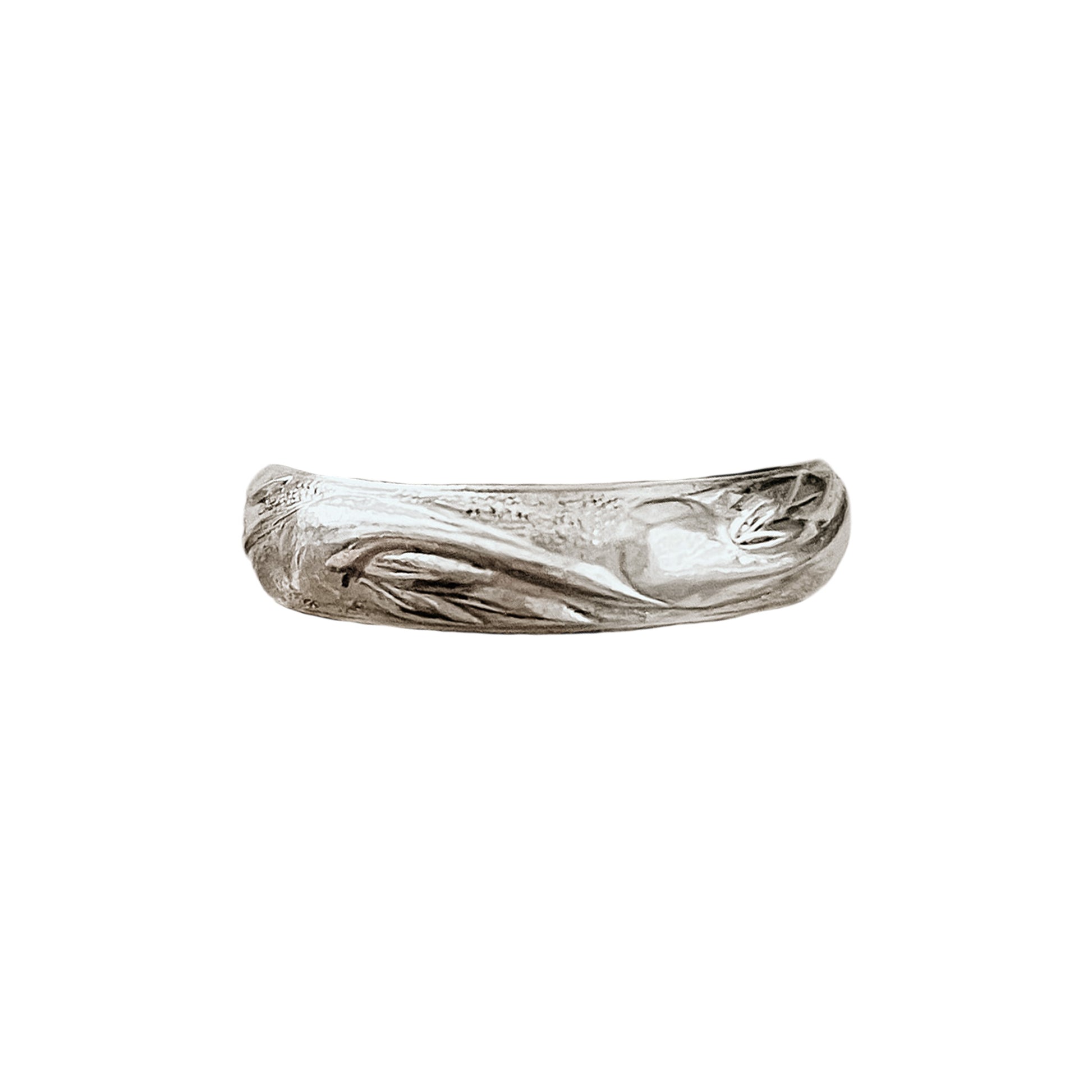 Western Nouveau Stacking Ring shown in bright finish.