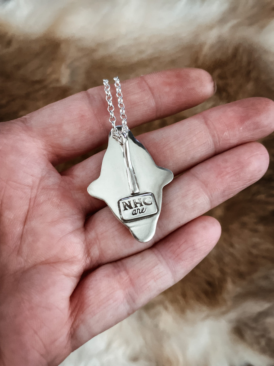 Dendritic Agate Sterling Silver Necklace - the pendant is crafted with fine & sterling silver, hangs from hidden bail on a classic 20" sterling silver oval rollo chain, and features my maker's mark on the back.