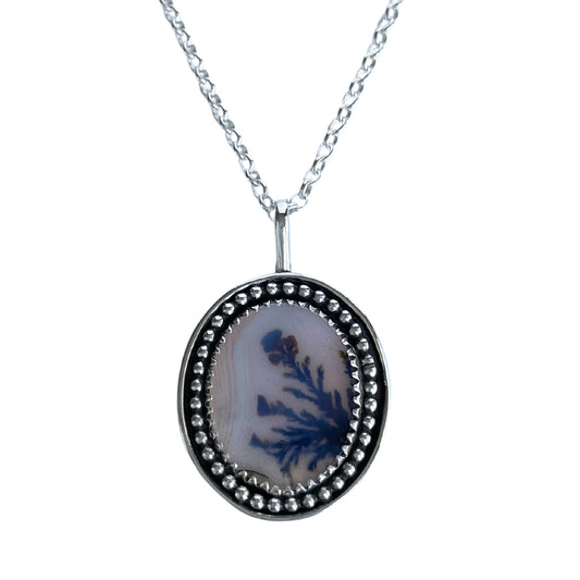 Dendritic Agate Sterling Silver Necklace - front.