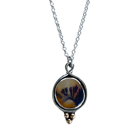 Dendritic Agate Sterling Silver Necklace - front.