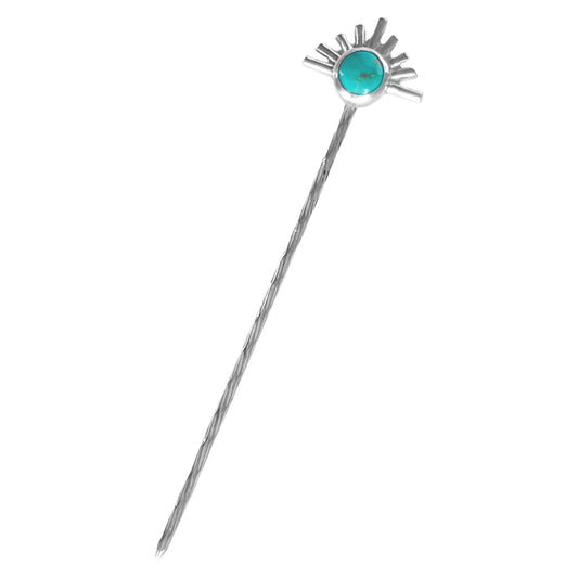 Sterling silver starburst turquoise hat pin stick.