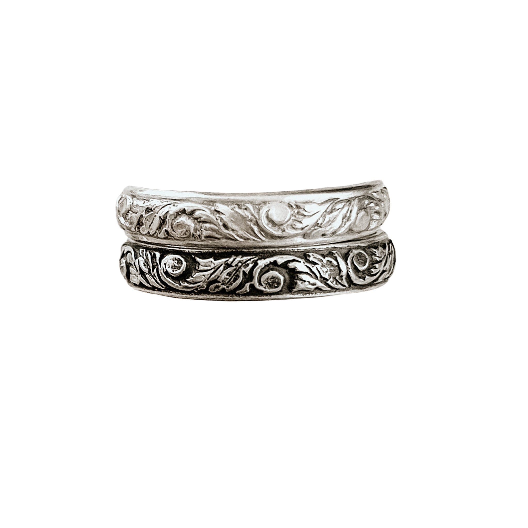 Western Floral Sterling Silver Stacking Ring - Ninth House Collection